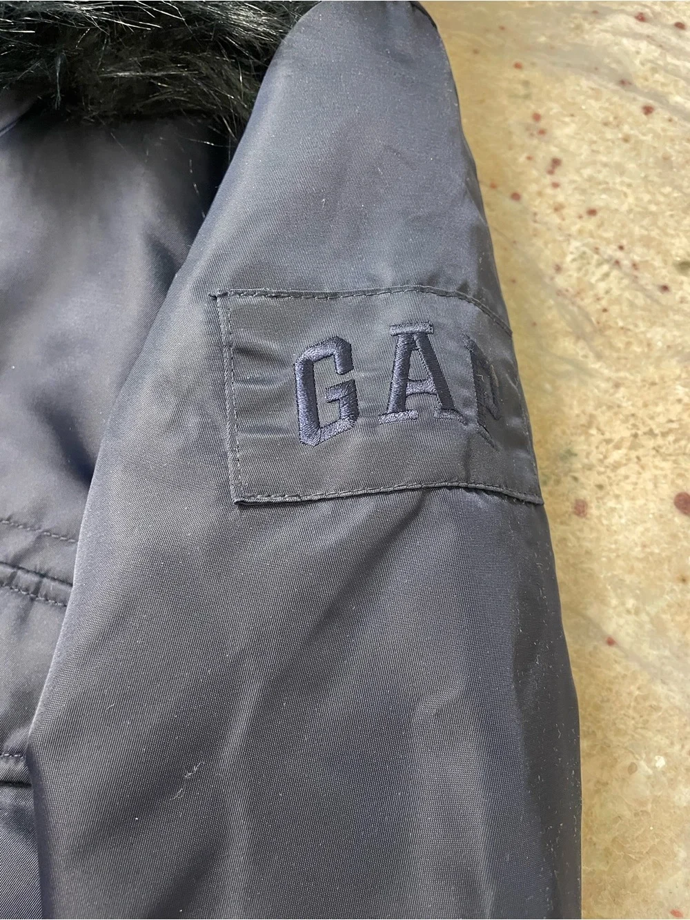 GAP Navy Bomber Jacket with Faux Fur Trim